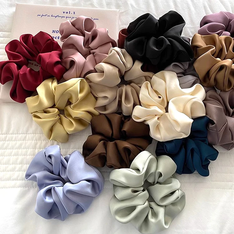 Satin Silk Hair Scrunchies Soft Hair Ties Fashion Hair Bands Bow Ropes Elastic Bracelet Ponytail Holders Women Girls