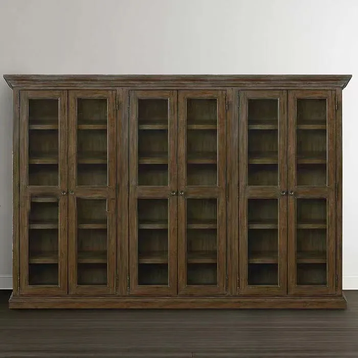 American country retro simple study with glass door solid wood display bookcase