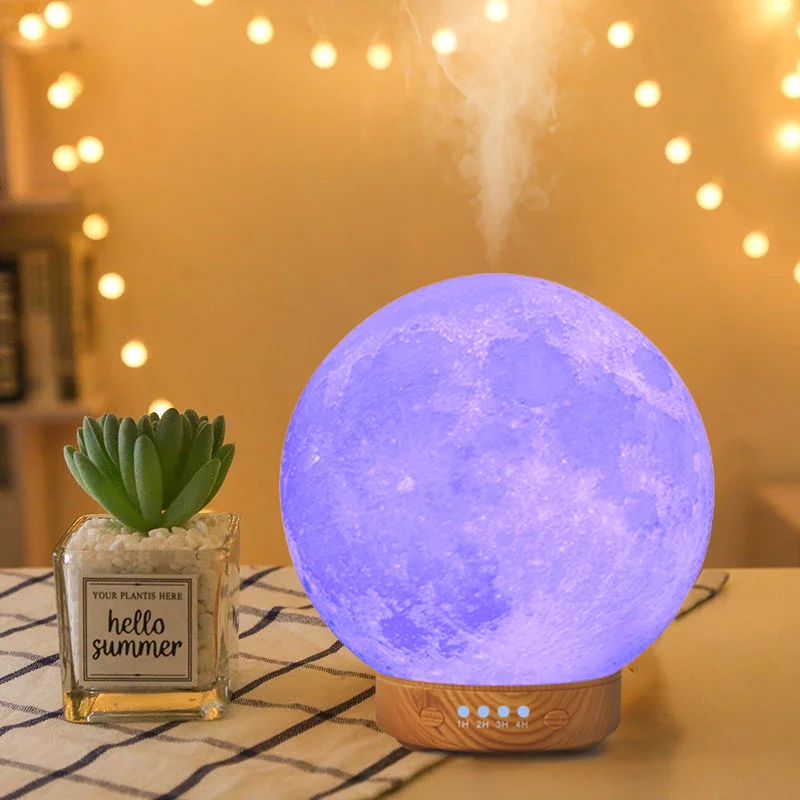 HonSun 2024 new design 3D moon lamp light diffuser Manufacturer Unique Cool Mist Automatic Off Machine Smart Appliances Diffusor
