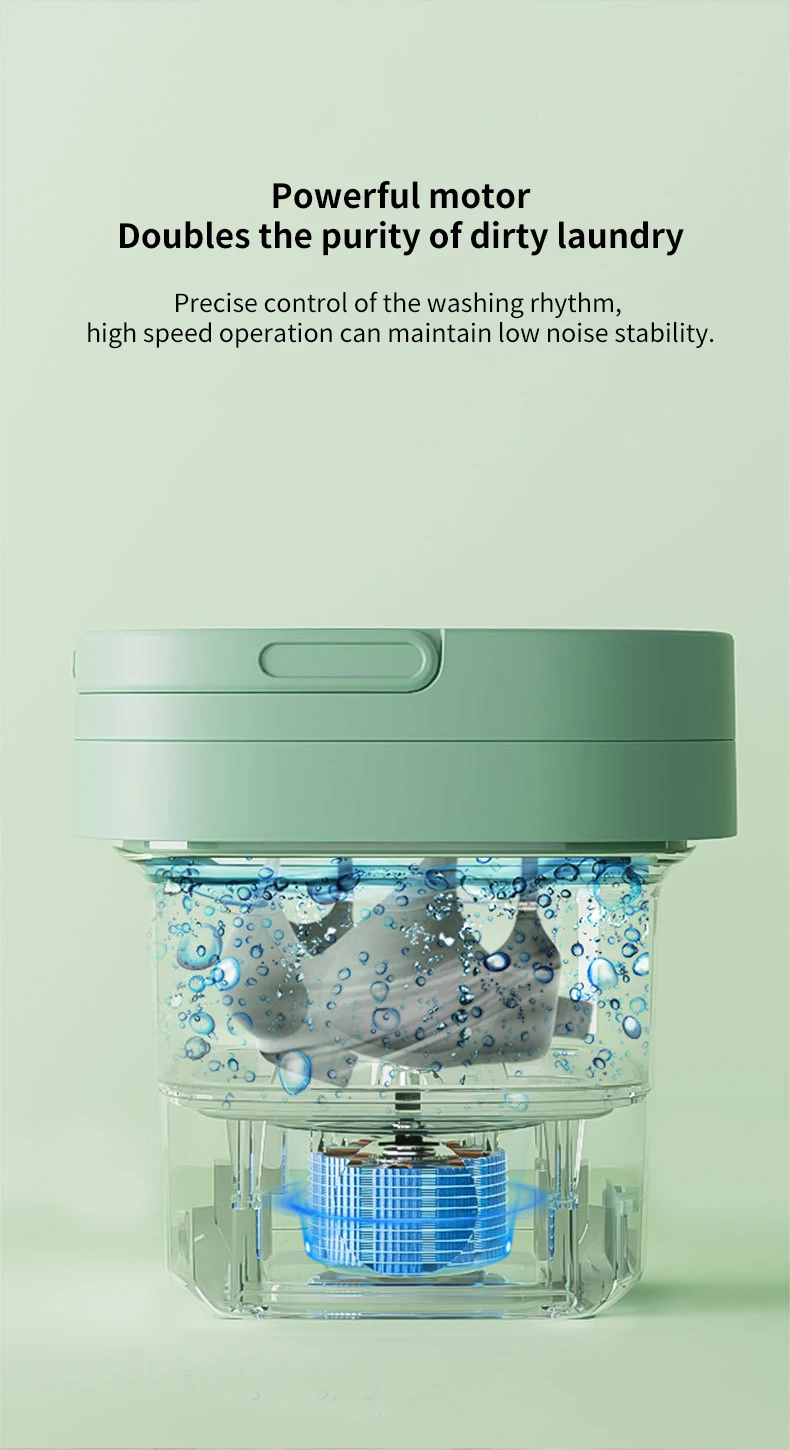 Factory outlet 8L Low Noise Folding Portable Washing Machine with Ag+ and 36W Powerful Laundry Power