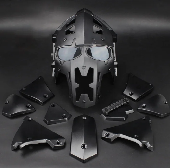 Action Union Mesh Foam Liner Multi-function Outdoor Safety Camouflage Modular Tactical Mask Full Face Helmet with Fan Deluxe