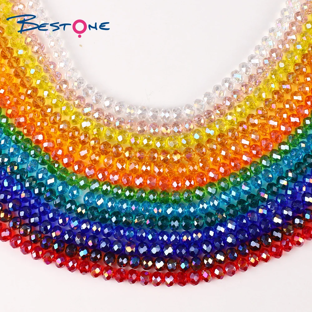 Bestone Wholesale 2x3mm AB Color Faceted Rondelle Glass Crystal Beads For Jewelry Making