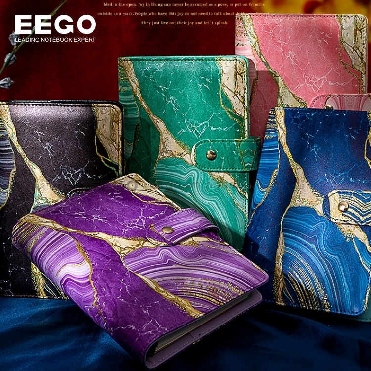 Top Sales Wholesale fancy note book A6 Ring Binder Budget PU Leather Hardcover Planner Custom Printing Journal Notebook