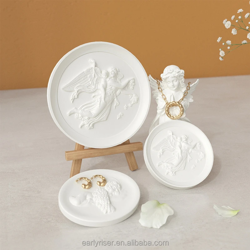 Early Riser DIY relief angel tray epoxy dish mold gypsum concrete board silicone mold making crafts