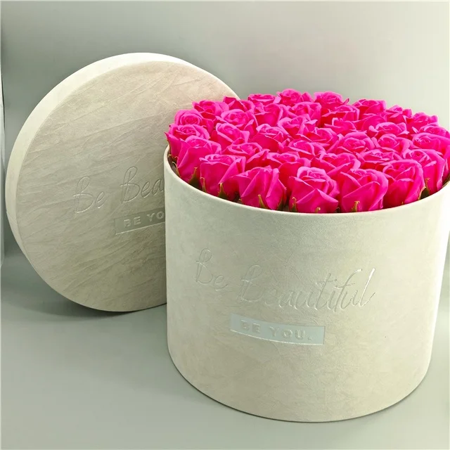 Handheld Rose Preserved Box Round Paperboard Hat Flower Box