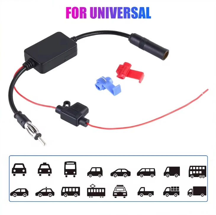 Auto Car Radio FM Antenna Signal Booster Honda Male To Female Car FM Signal Amplifier Amp Amplifier 12V Signal Antenna  For VW