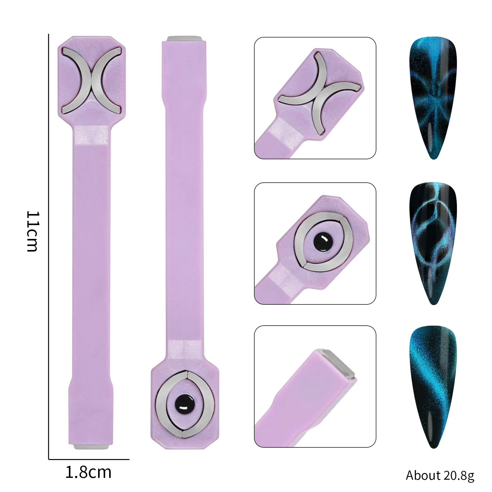 Best selling 3 in 1 multi-function nail magnet tool cat eye press on nails glue 3D dual head strong cat eye accessories for nail