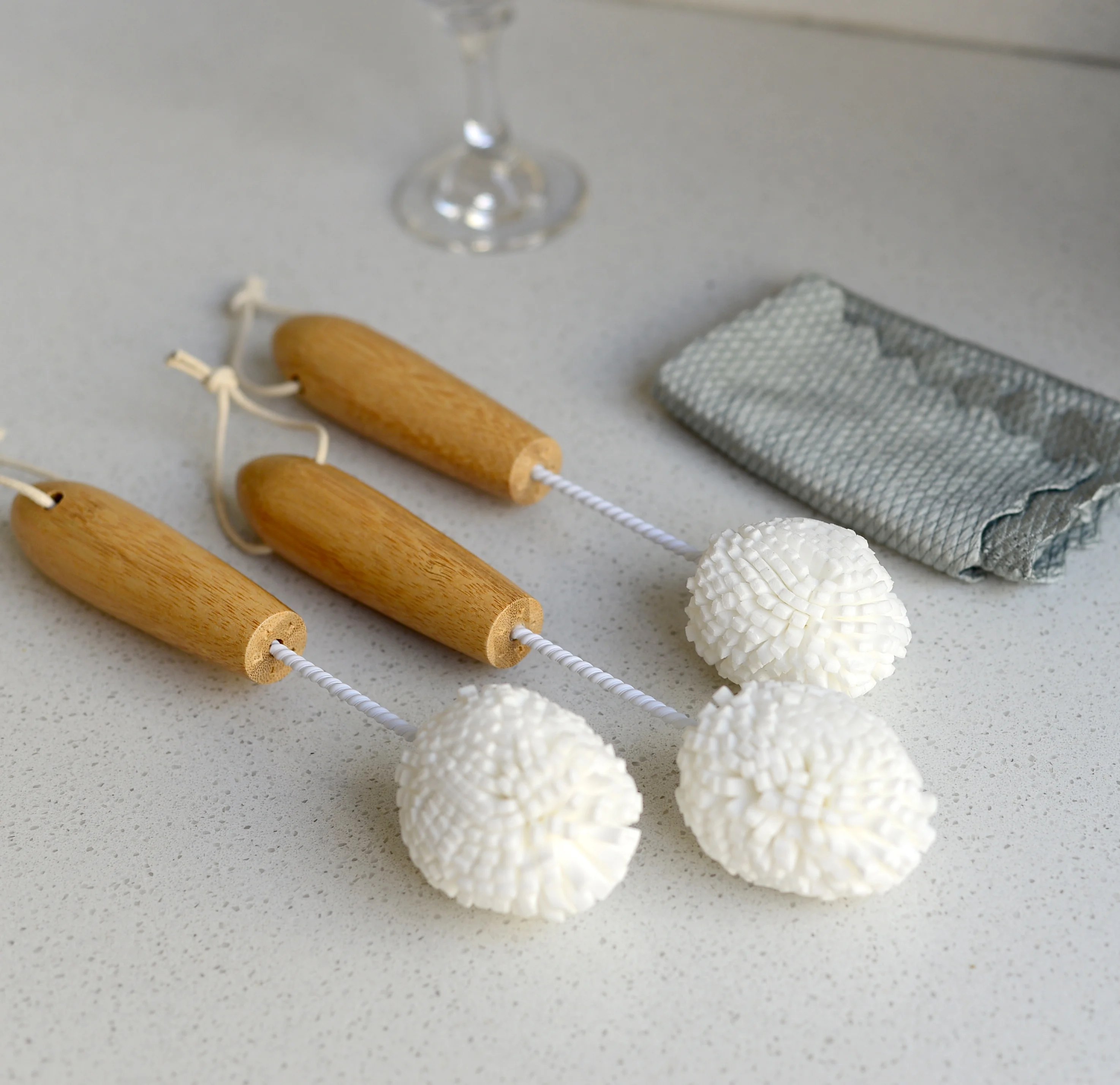 glass brush specifically to use on wine glasses,the bamboo handle brush
