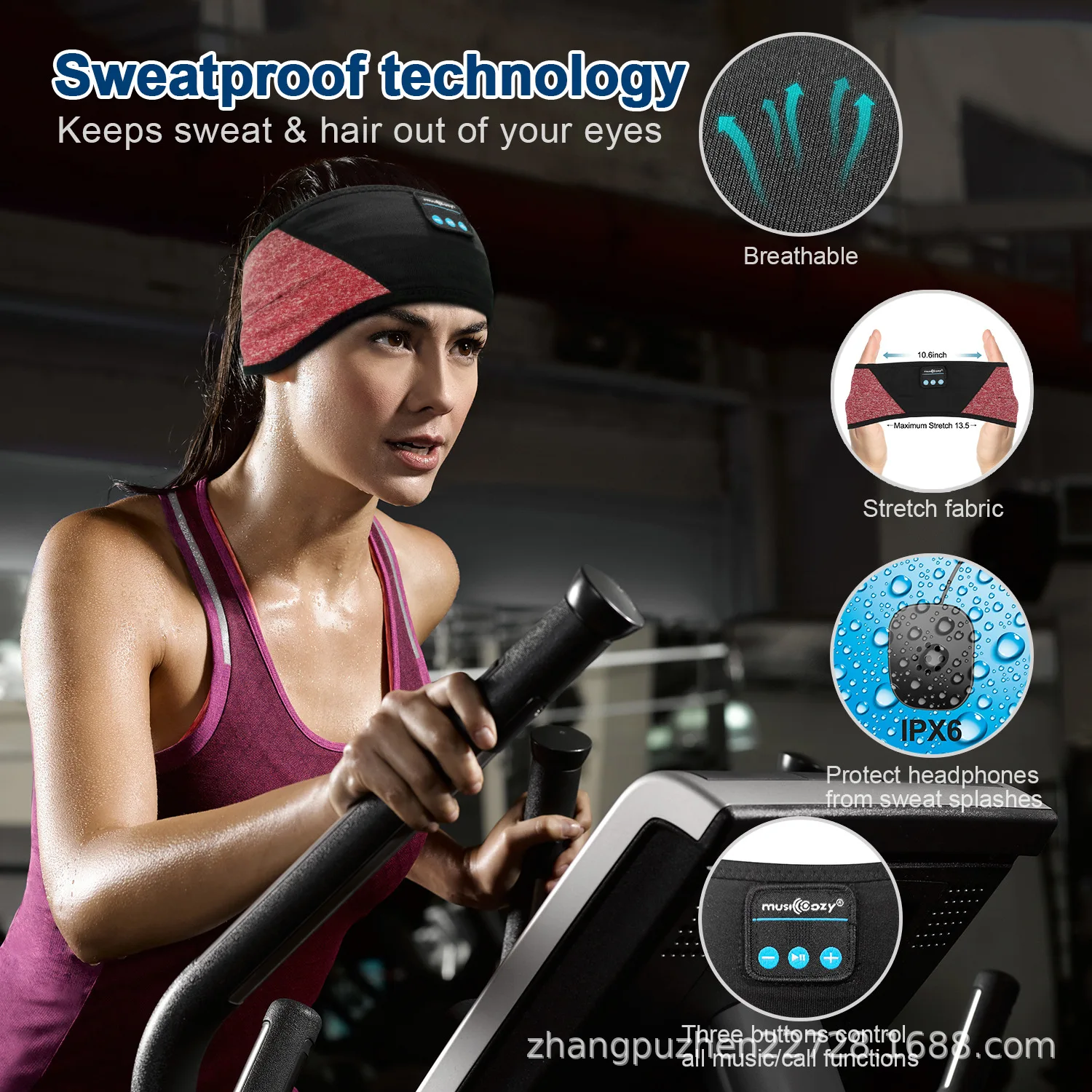 New Design Wireless Bluetooth Fitness Sport Headband Elastic Removable Bluetooth Headphones Sleeping Head Band