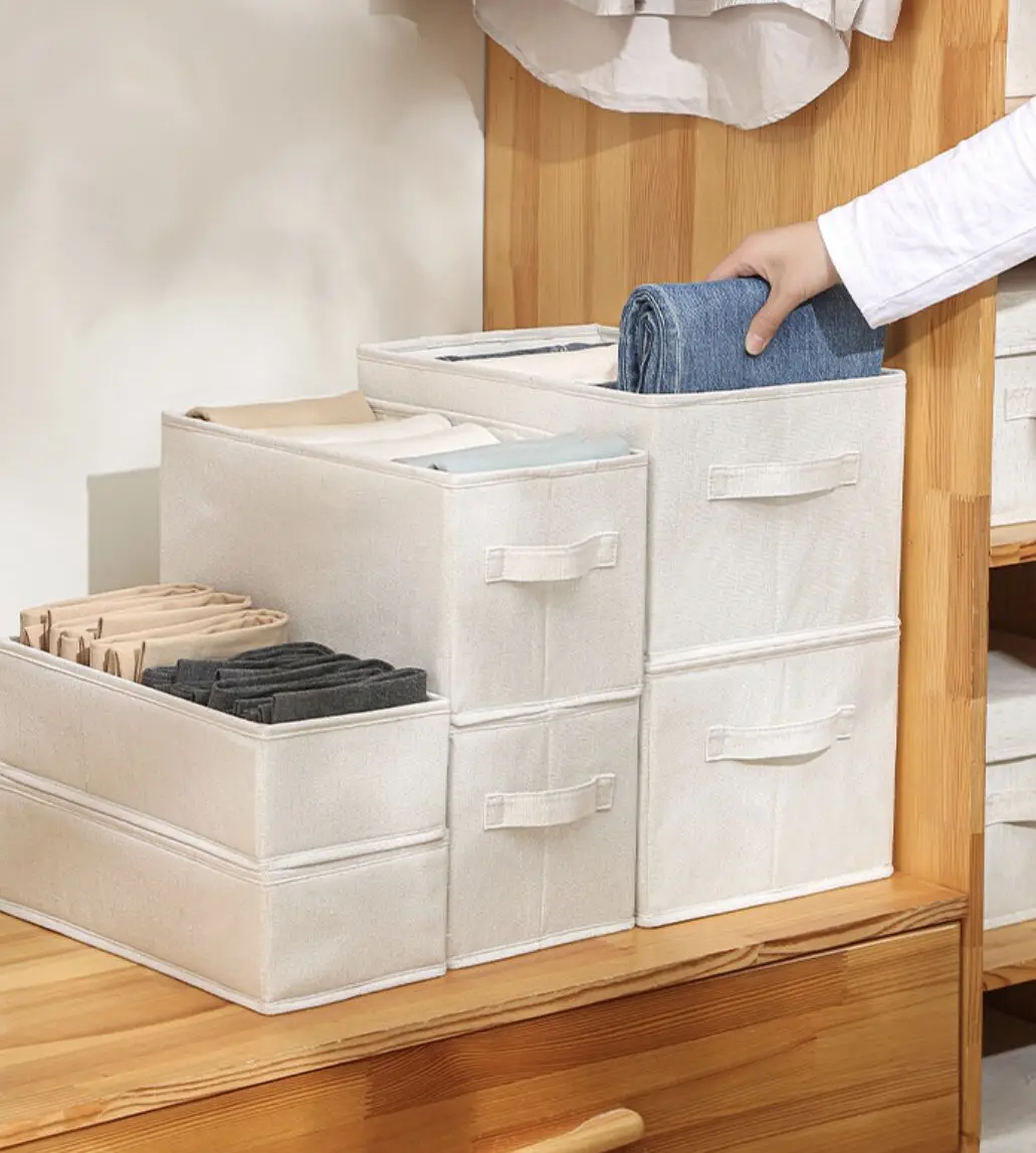 Foldable Divided Pant Jeans Compartment Storage Clothes Organizer Wardrobe Storage Box