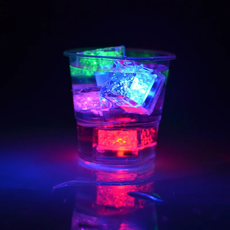 Wine Glass Decoration Led Block Flashing Induction Luminous Ice Acrylic Colorful Glowing Led Ice Cubes For Halloween Party