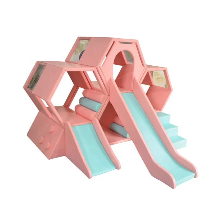 China best quality low price indoor play area hexagon shape soft play set colored sensory kids toys children soft play slide