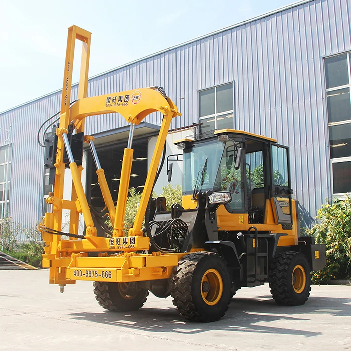 Highway guardrail fence post installation pile driver for load type