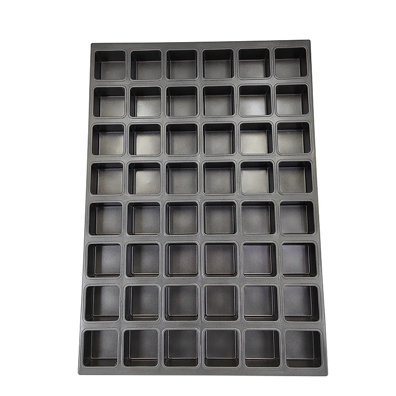 Custom 48 Cups Non Stick Aluminized Steel Square Muffin Baking Pans Mini Brownie Cake Baking Mold Trays Financier Cakes Pan