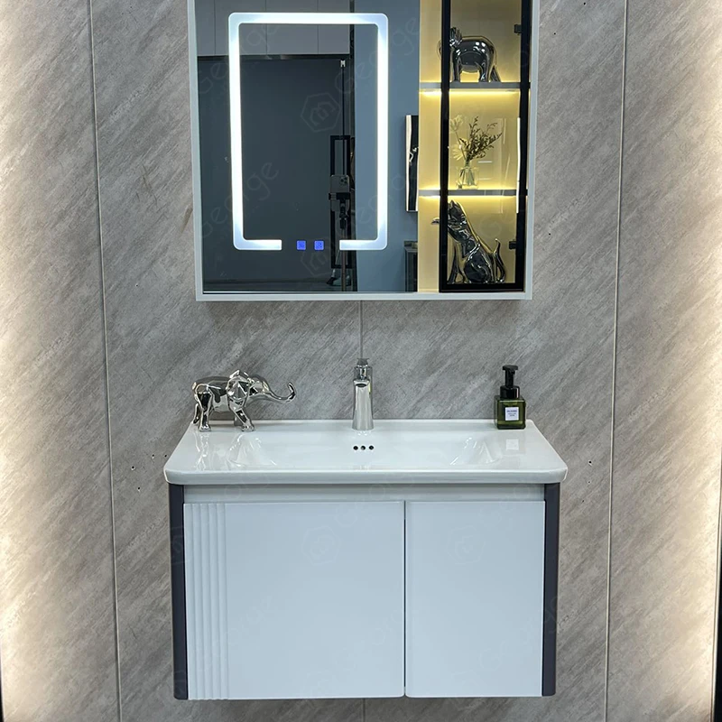 South America Hot Sale Melamine Board Plywood Material Waterproof Blue Color Wall Mounted Wash Basins Cheap Bathroom Vanities