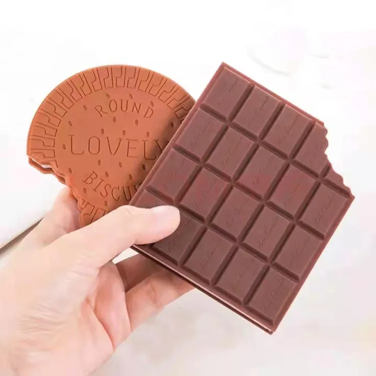 Hot Selling Cute Stationery Chocolate Biscuit Shape Soft Rubber Cover Note Paper Message Fancy Memo Pad Note Book