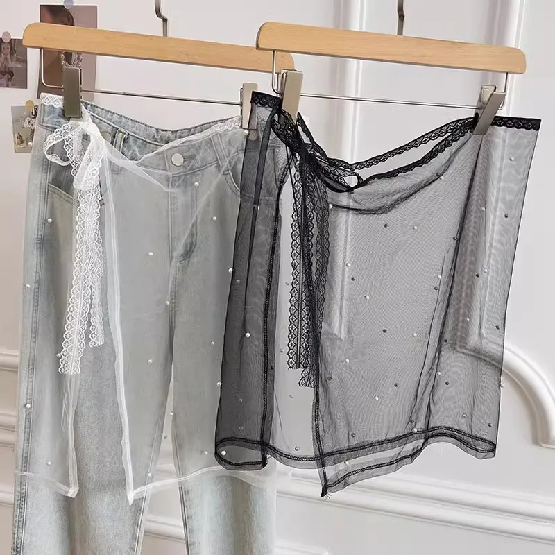 Hot Sale Wholesale Chanbol Womens Skirts Handmade Beaded Gauze Mesh Versatile Skirts For Women In Spring