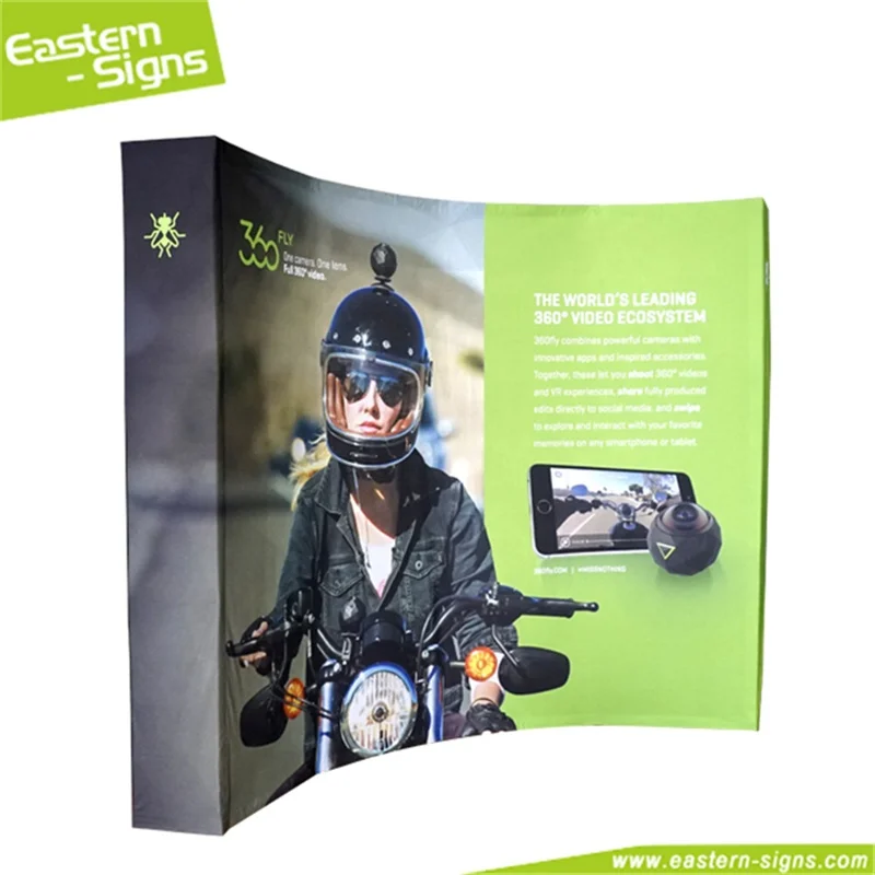 Easily install curved shape aluminum fabric trade show backdrop pop up stands display with graphics