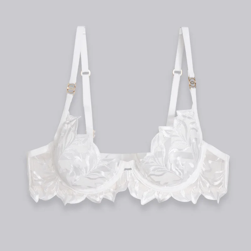 Ladies Sexy Panty and Bra Sets Floral Embroidered Underwire Lingerie Set