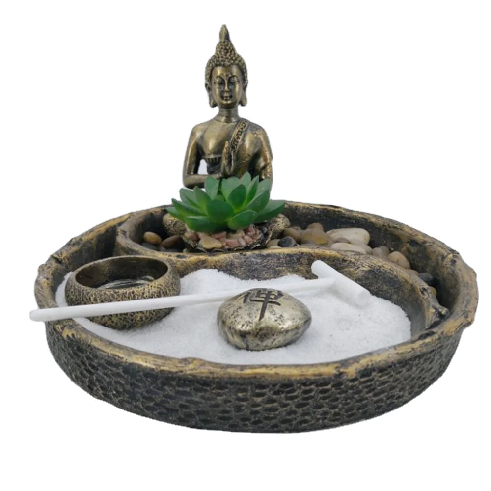 Cement Material Yinyang Feng Shui Sand Zen Garden for  Indoor Decoration