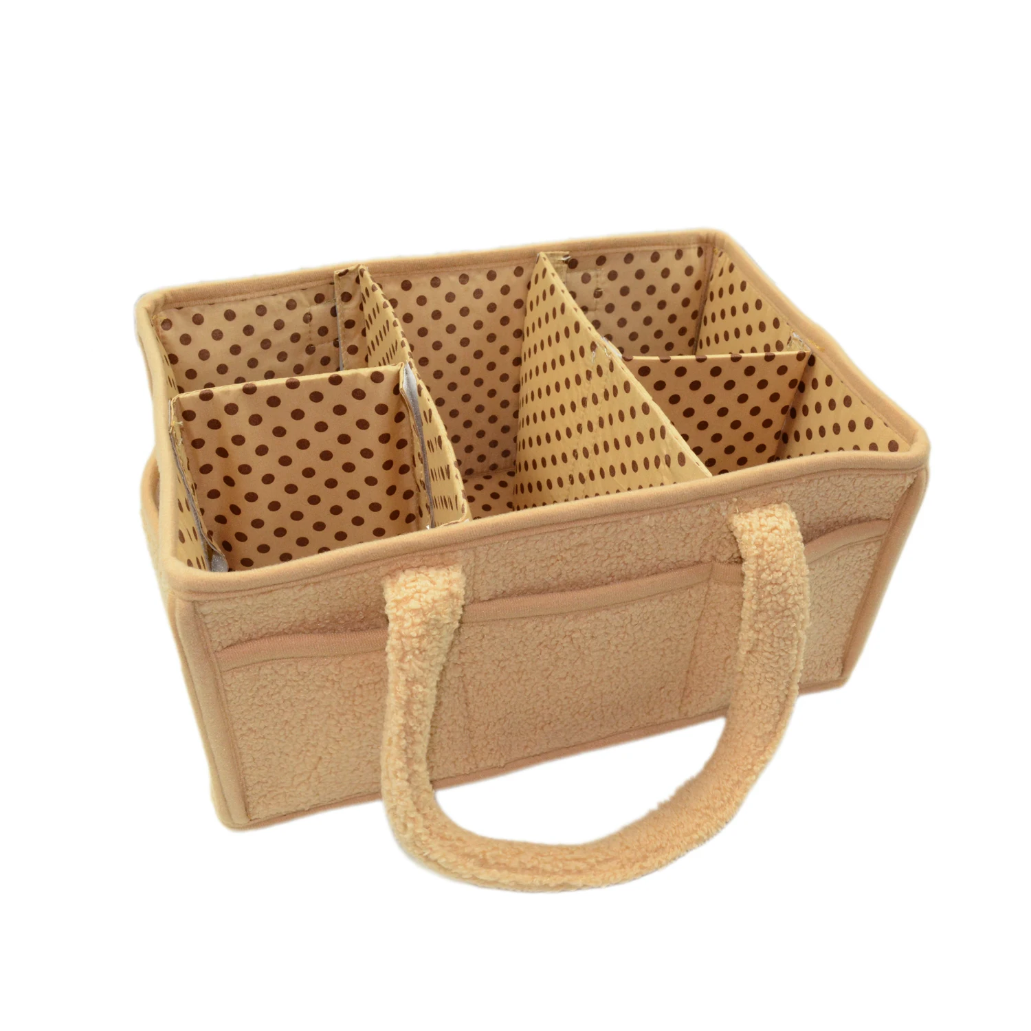 Newborn Essentials Gift for Baby Shower Teddy Sherpa Baby Diaper Caddy Organizer Nursery Storage Basket