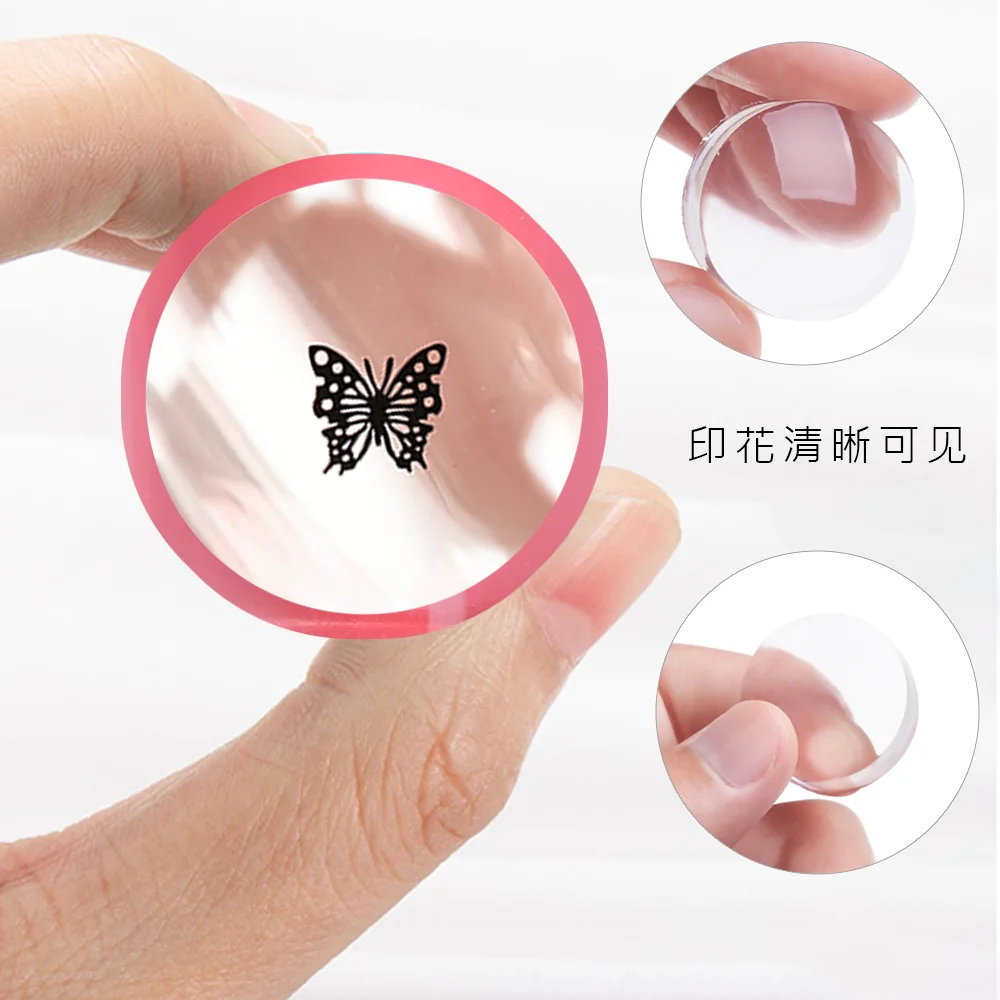 2023 Hot Sell Plastic Template Custom Printing  DIY Transfer Nail Art Stamp Plate Nail Art Stamper Clear Silicone Stamping Jell