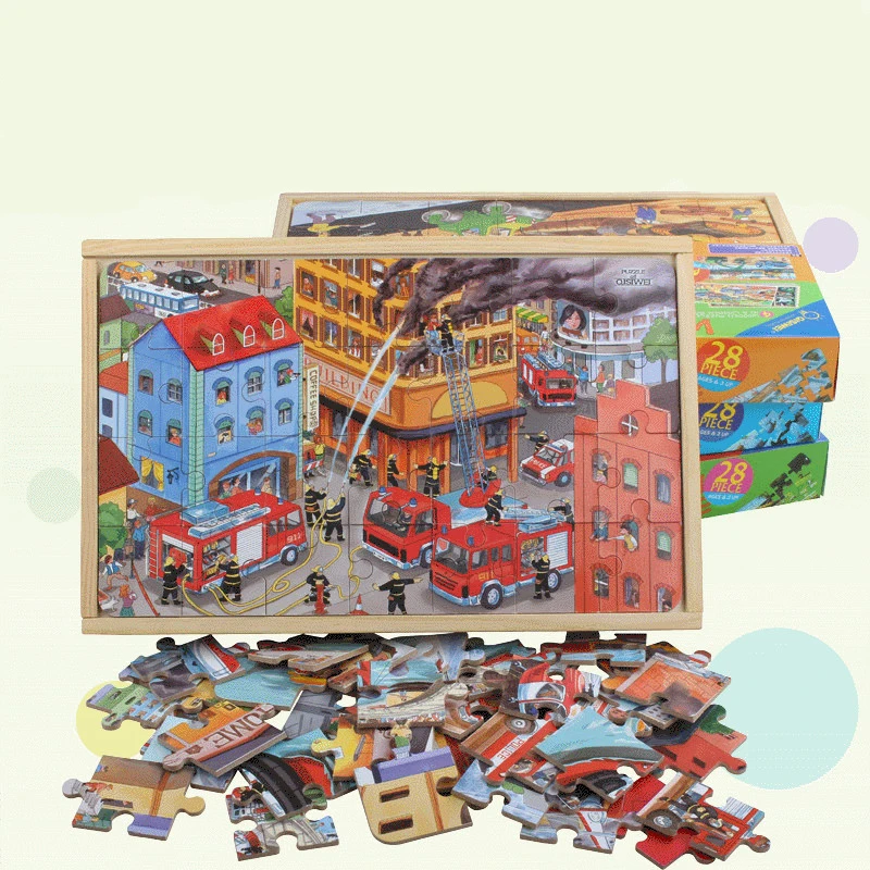 28 Slice Wood Puzzles Children Adults Vehicle Puzzles Wooden Toys Learning Education Environmental Assemble Educational Games