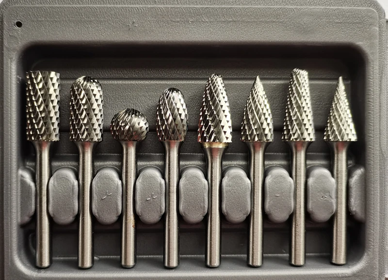 Carbide rotary file single and double grain grinding head engraving process tool metal welding grinding file