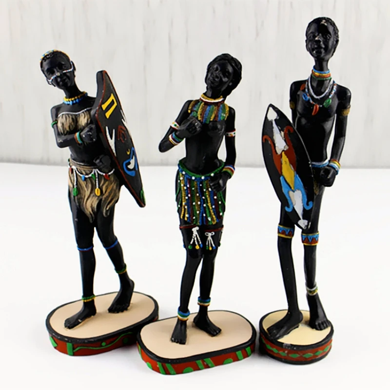 Resin High Quality Elegant Black Resin Premium Quality Young African Woman Lady Figurine For Home Decor