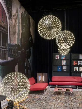 Nordic large chandelier living room restaurant shopping mall hotel starry sparkle led decoration dandelion lamps