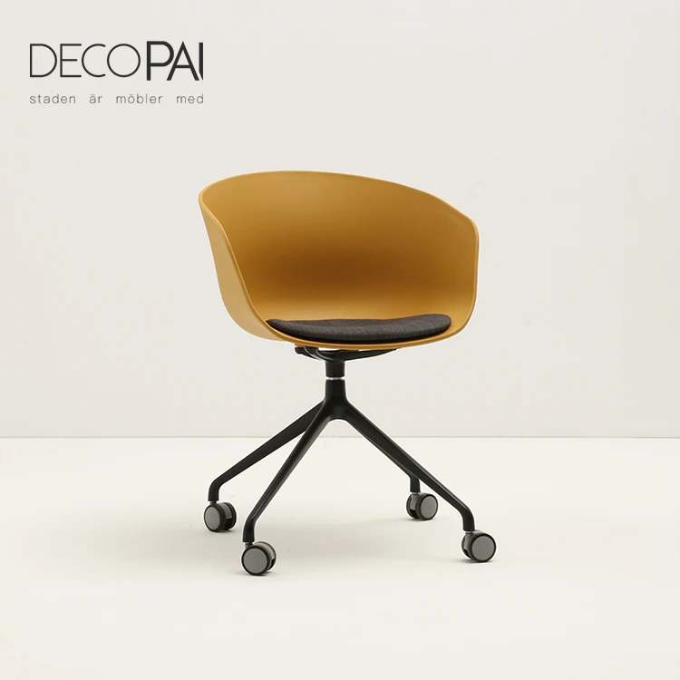 modern design  PP plastic shell seat upholstery seat office task chair aluminum base with castor for study room living room