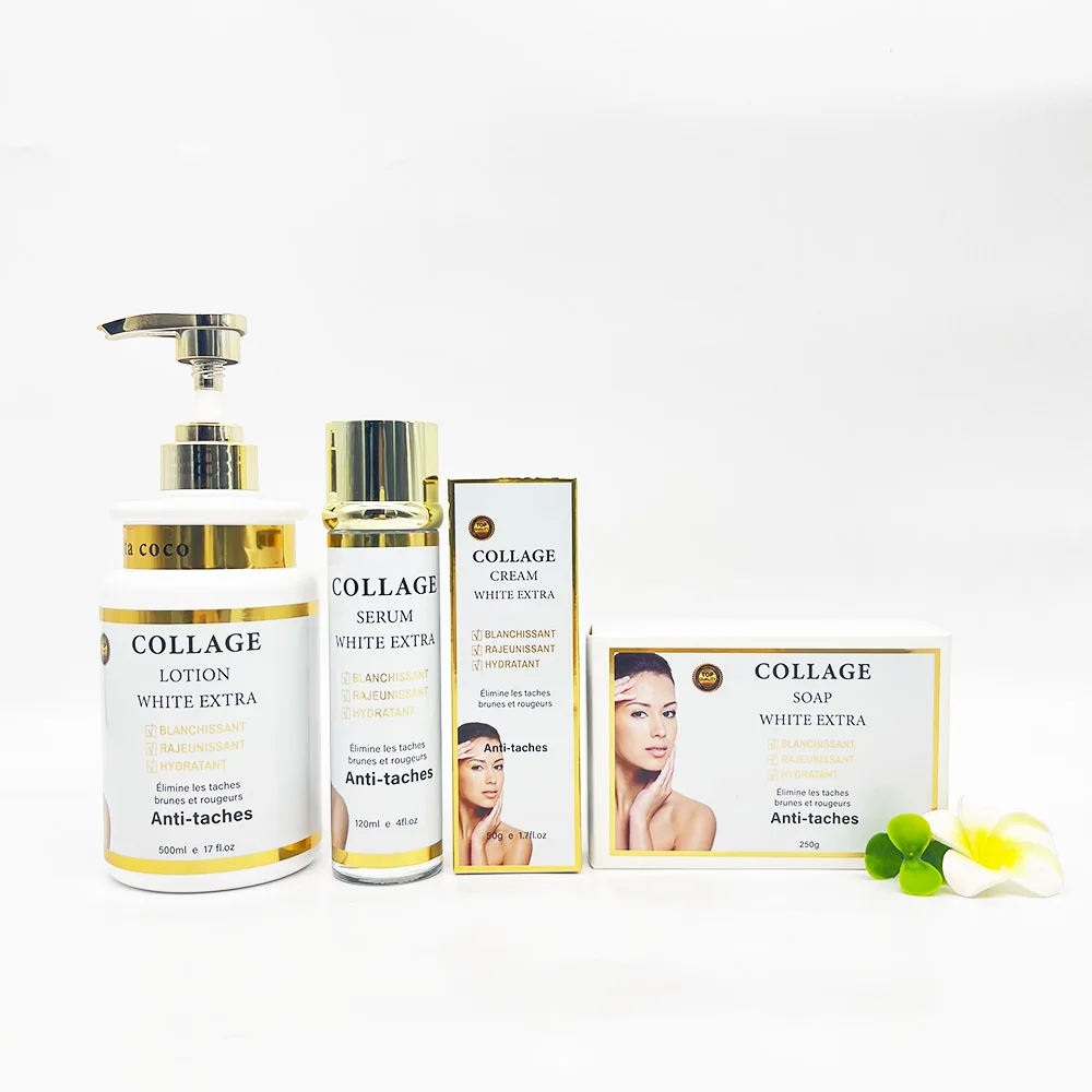 High Quality Low MOQ Collagen Fast Action Whitening Anti Taches Set Remove Stretch Mark Beauty Skin Care Set