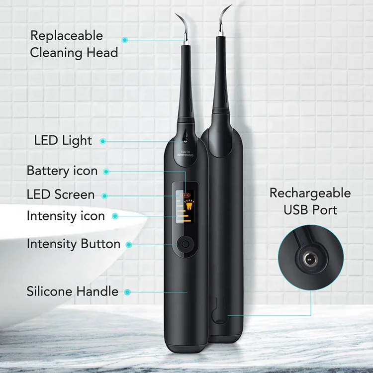 LED Screen High Frequency Vibration Ultrasonic Tartar Remover Tooth Cleaner portable Dental water