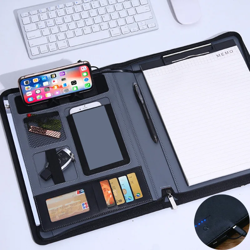 Canvas Fabric A4 Zipper Ring Binder Document File Folder Polyester Portfolio