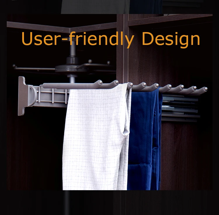 Wholesale Wardrobe Accessories Hanging Rack Side Mounted Pull Out Trouser Rack Pants Rack