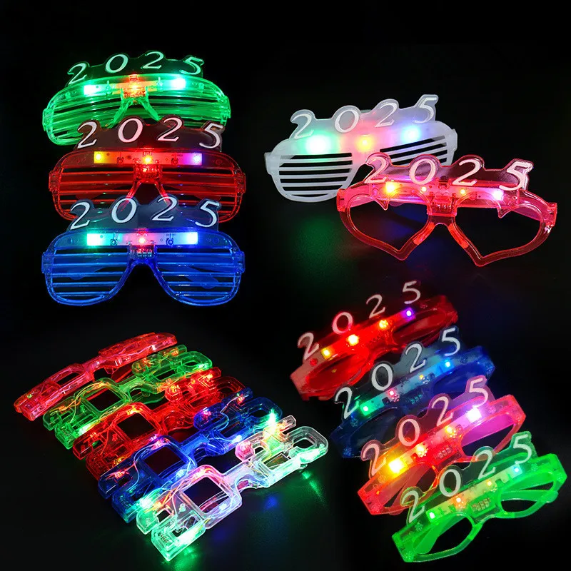 2025 New Creative Glow The Dark Plastic Glowing Eye Party Led Glasses New Year Christmas Halloween Party Supplies Wholesale