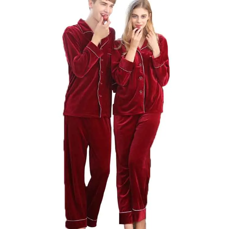 Wholesale Cotton sleepwear Turkish Fleece Flannel Funny Couple christmas pajamas Sets