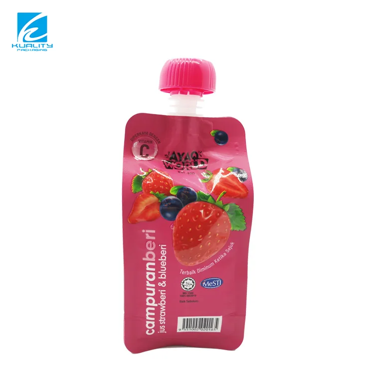Popularity Spout Pouches Fruit Juice Bags Packaging Gravure Printing Beverage Spout Top Accept