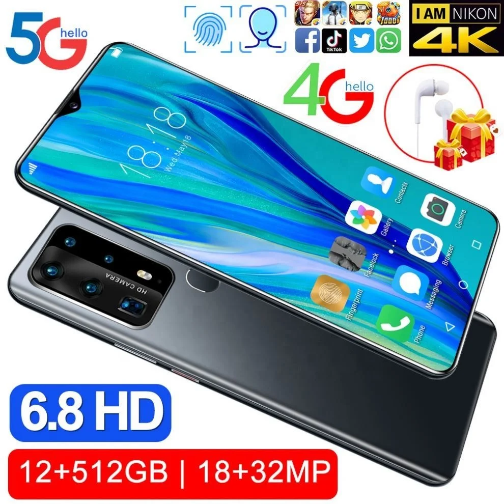 Buy mobiles phones online 6.8 inch Screen P40 Plus 12GB+512GB low price mini 4g mobile smart phone android