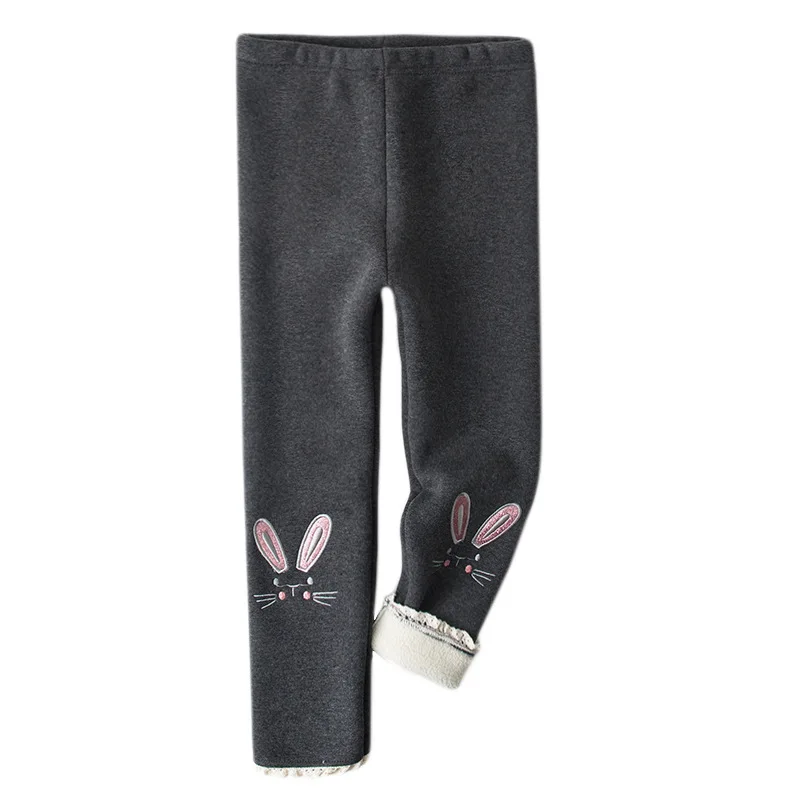 Cartoon Style Winter Cotton Children Warm Velvet Thick Fleece Leggings For Baby Girls