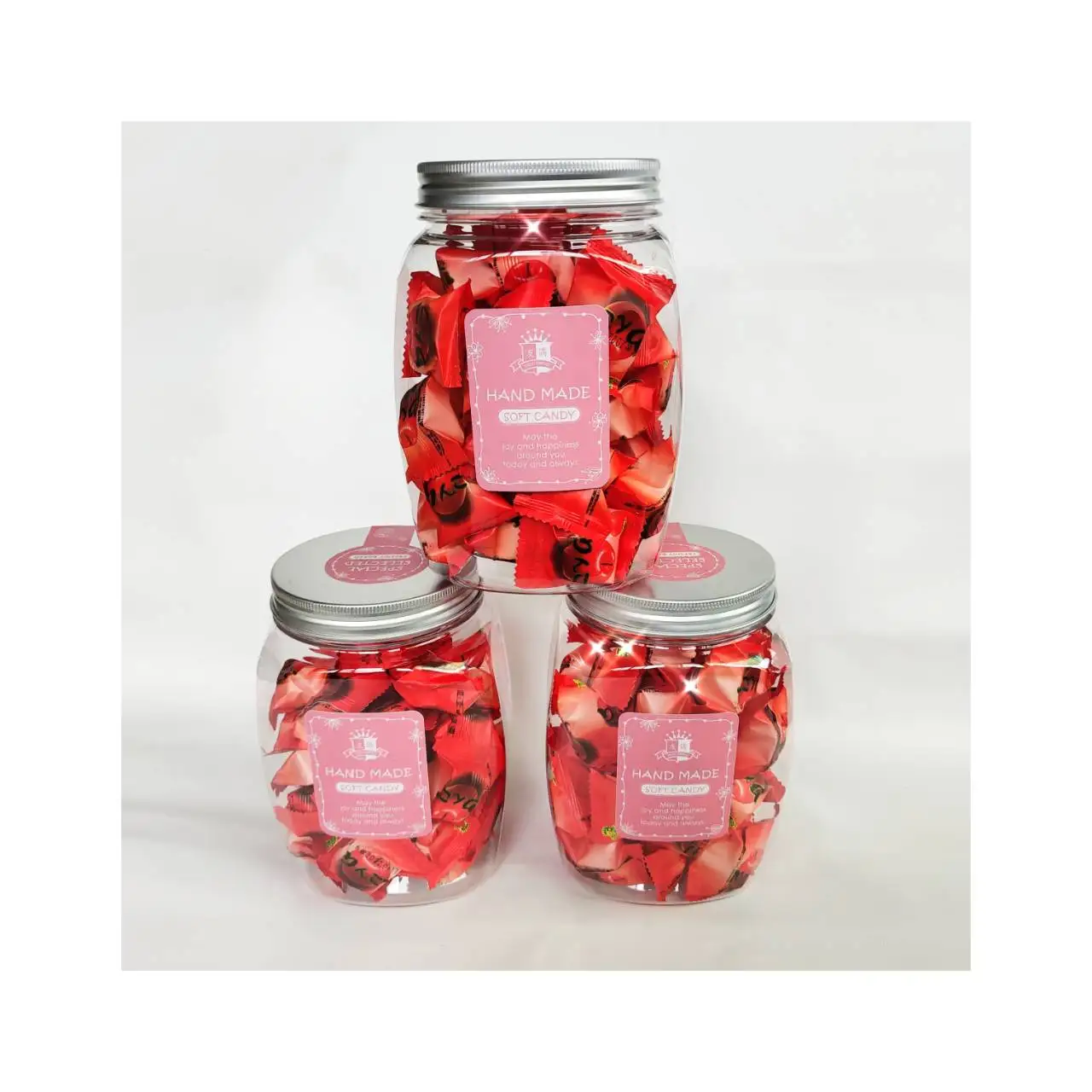 
2021 Hot Sales Sweet Apple Fruit Jelly Gummy Candy Jar 