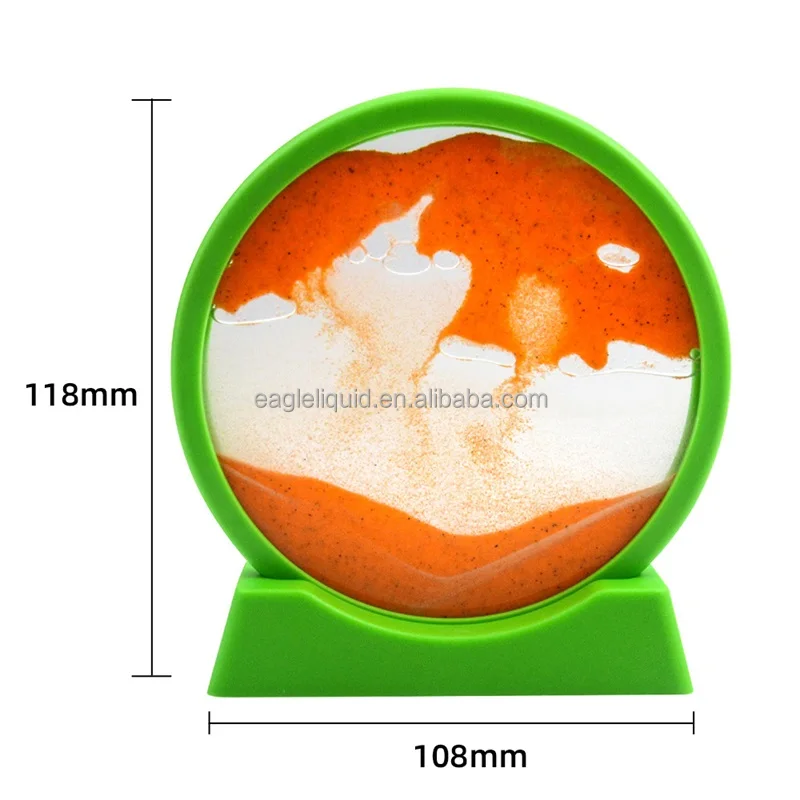 3D Moving Sand Art Frame Round Glasses Deep Sea Sandscape In Motion Display Desktop Decorations Flowing Painting Liquid Sand Art