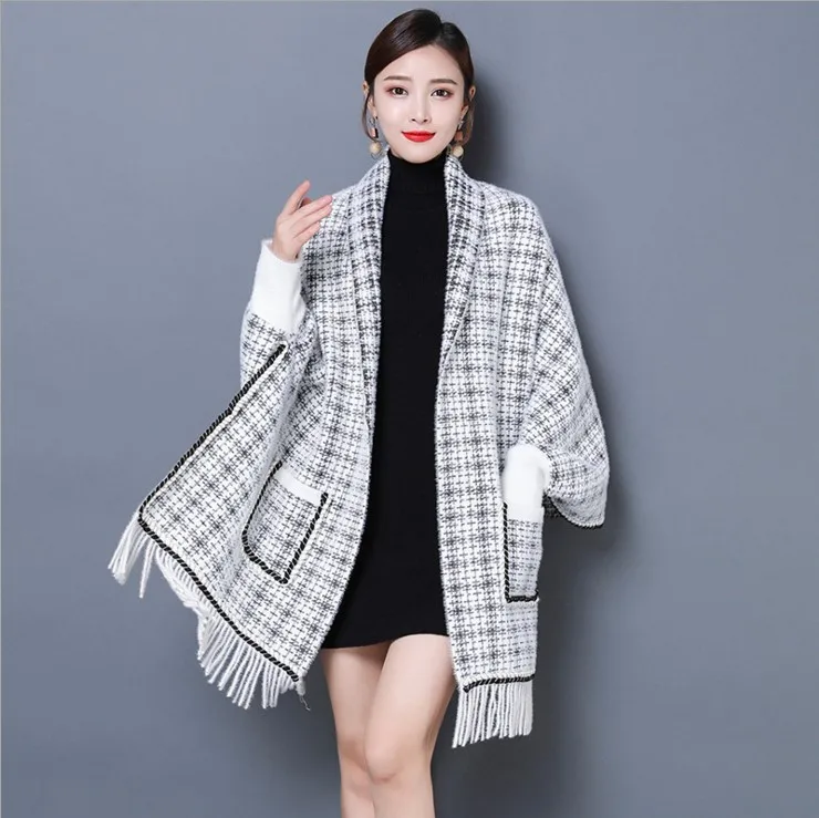 Wholesale fashion women winter thick warm Imitated mink hair pocket women shawl