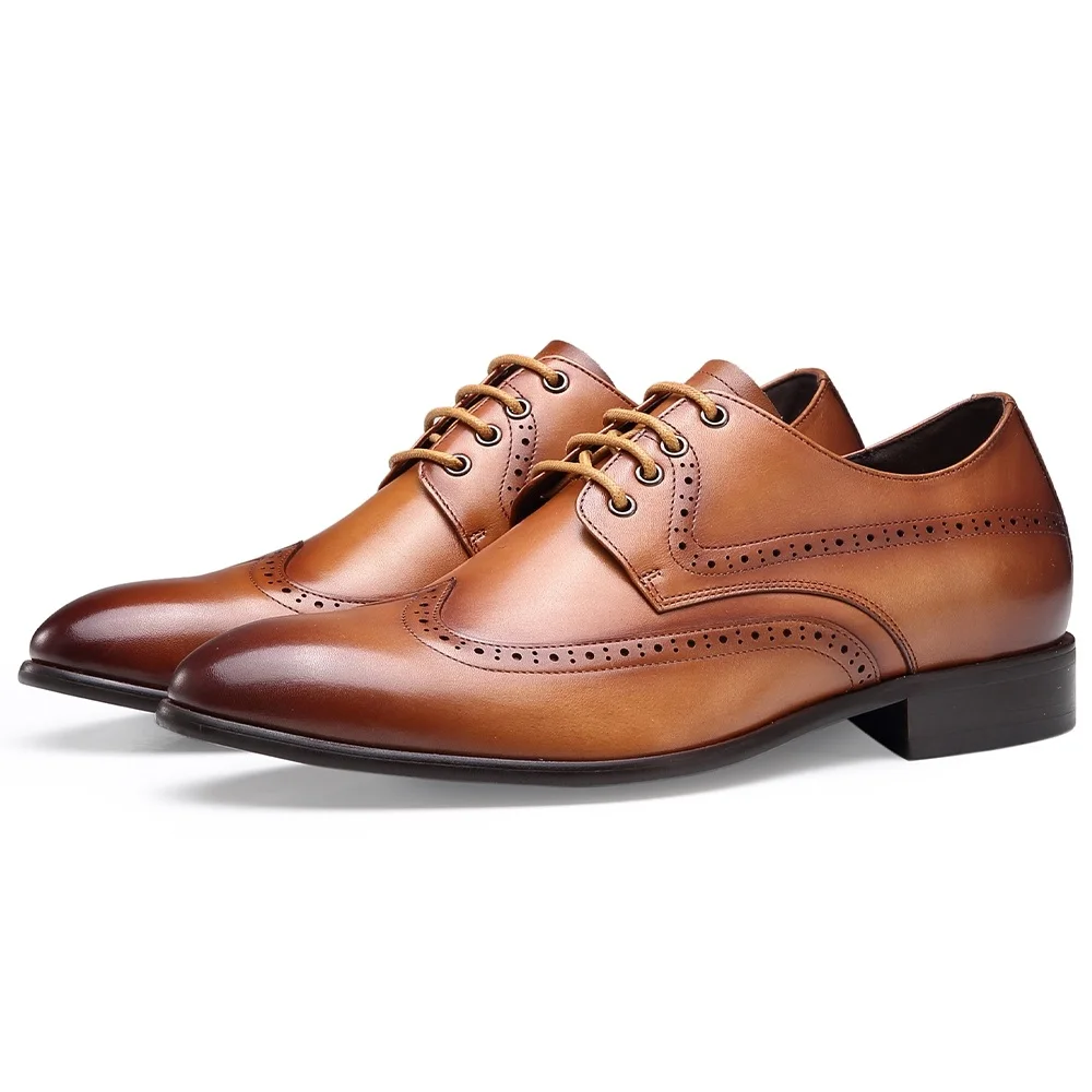 factory custom Fashion italian cowhide leather shoes for Business shoes men Height increasing shoes