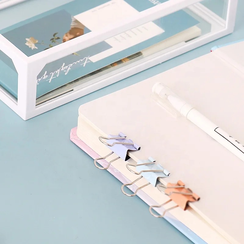 Binder Clips Metal Fold Back Clips with Box for Office School and Home Supplies Assorted Colors