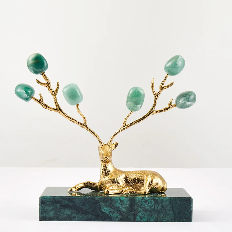 Nordic Villa Hall Front Desk TV Bench Sculptures Home Decorations Modern Zinc Alloy Green East Mausoleum Marble Home Ornament