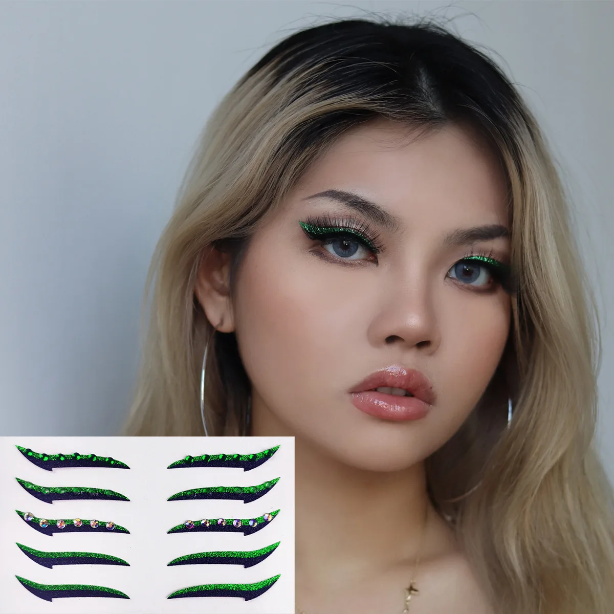 Custom European Self Adhesive Double Eyelid Sticker Paste Eye Shadow Eyeliner Sticker With Rhinestone