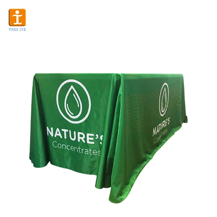 Custom Printed Conference 100% polyester Table Cloth With Logo