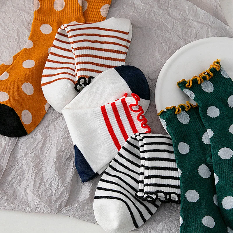 KANGYI custom design socks 100% organic cotton white girl school socks jacquard crew sock
