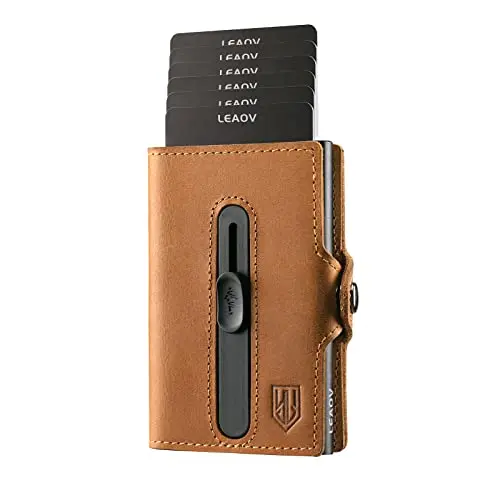 automatic Minimalist Credit Card Holder Pop Up Cards for Men RFID Blocking Slim Metal wallet with air tag pocket